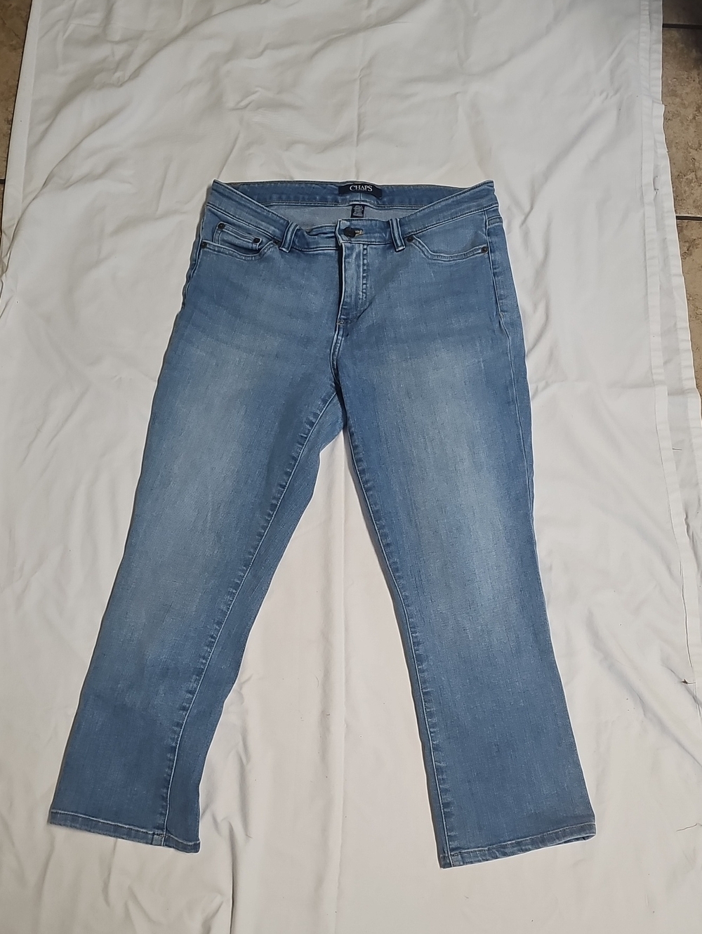 Chaps Light Blue Ankle Crop Boot-Cut Jeans for Women